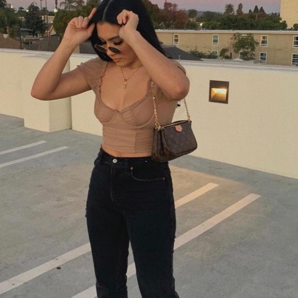 Brown Ruffled Top